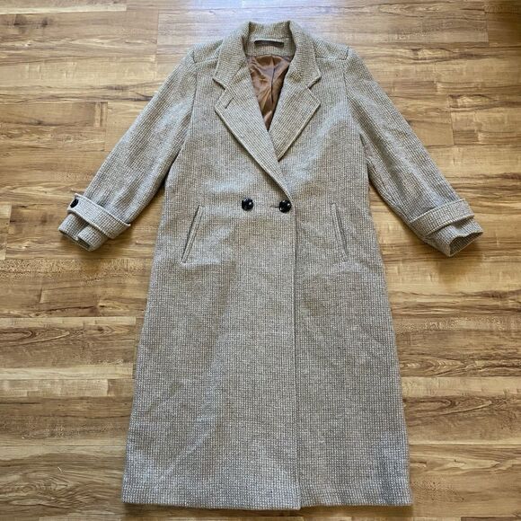 VTG Freddi-Gail M Tan Wmns Union Made ILGWU 100% Wool Trench Overcoat Old Money - Picture 14 of 16